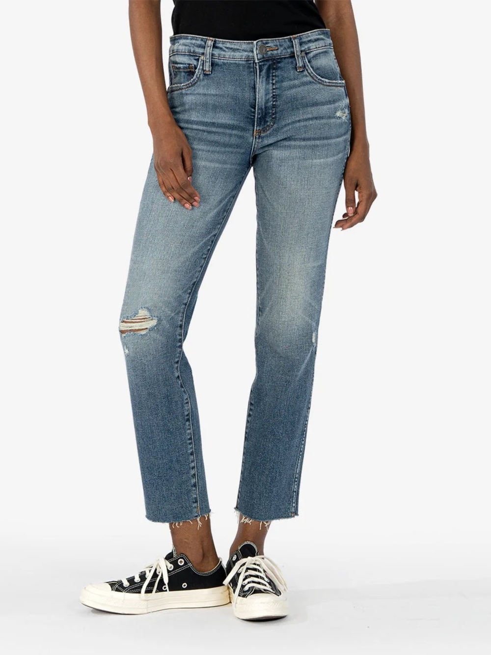KUT FROM THE KLOTH Reese Ankle Straight Leg Jean in Sure Stone Wash